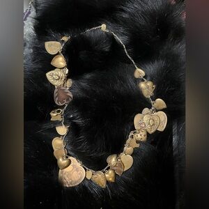 Vintage Piddly Winks Gold Heart Charm Necklace